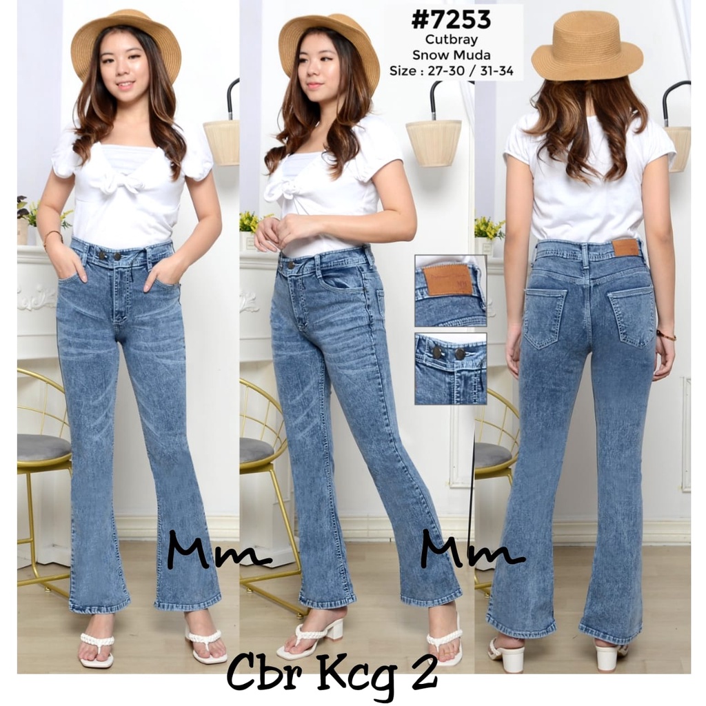 Celana Panjang Jeans Wanita Cutbray Kancing Dua 27-30 31-34 Bisa Bayar Ditempat(COD)