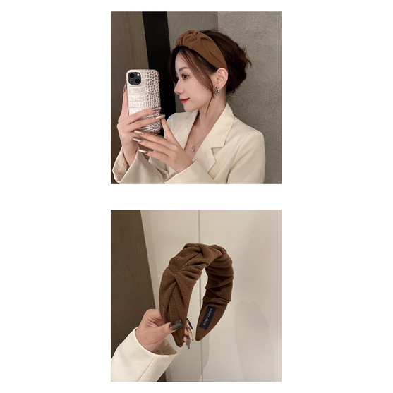 GO!BD977 Bando Bandana Korea Scrunchie Anti Patah Wanita Scrunchies Keriting Desain Lebar Simpul Silang