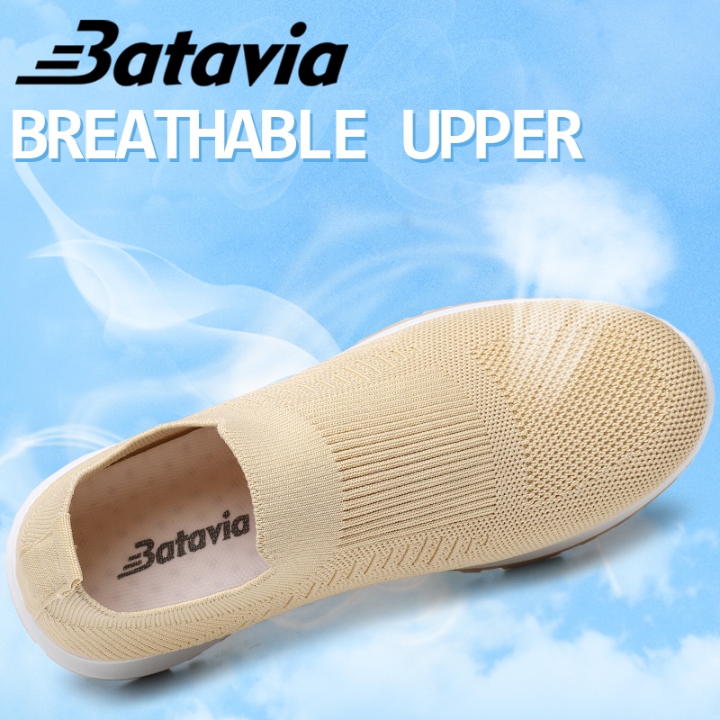 （COD）Batavia Baru Sepatu Wanita Sneakers Bernapas Tipis Kasual Mesh Rajutan Sepatu Wanita Sepatu Lari N32 N33