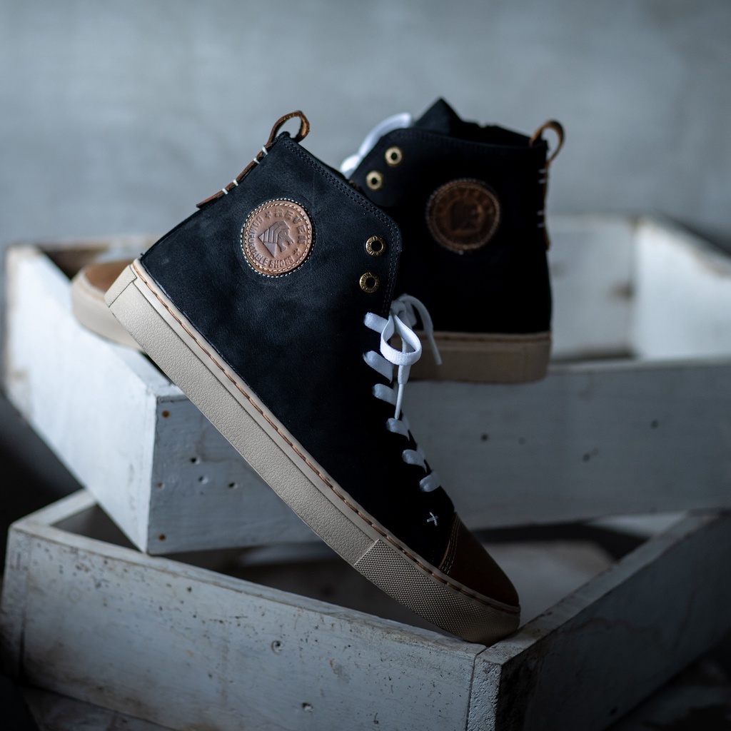 Sepatu Casual Boot Pria fashion Bahan 100% Kulit Sapi Asli Original Premium Reven Caraka Leather Shoes Keren Terbaru Kekinian