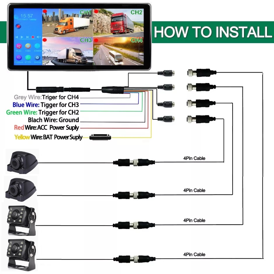 CAR DVR 10.36 Inchi , 4 Camera AHD, MP5, BT, Layar IPS Touch Screen