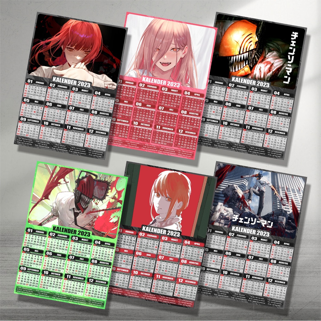 Kolaeksi Poster Kalender Anime 2023 Chainsaw Man - Denji Makima Power Aki