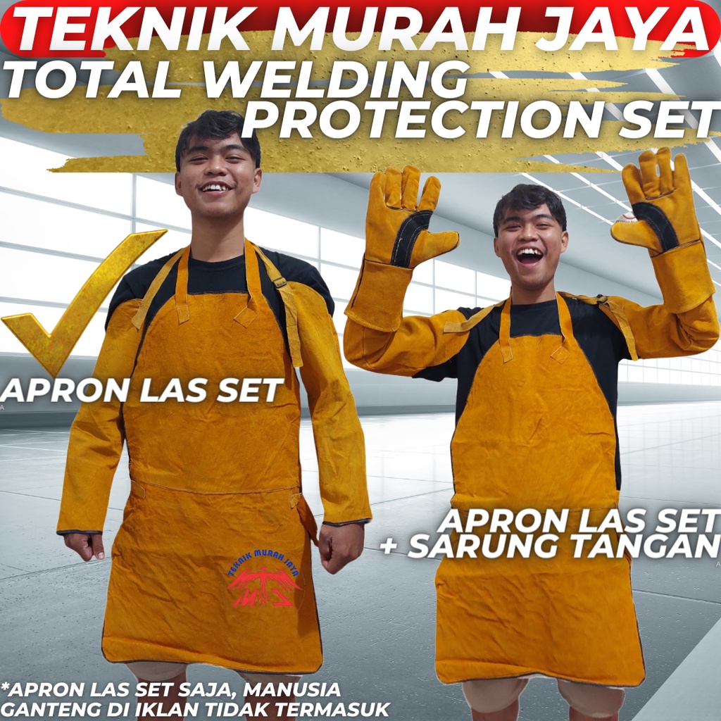 Jual Apron Las Dada & Lengan Kulit Set Welder Leather Celemek Safety