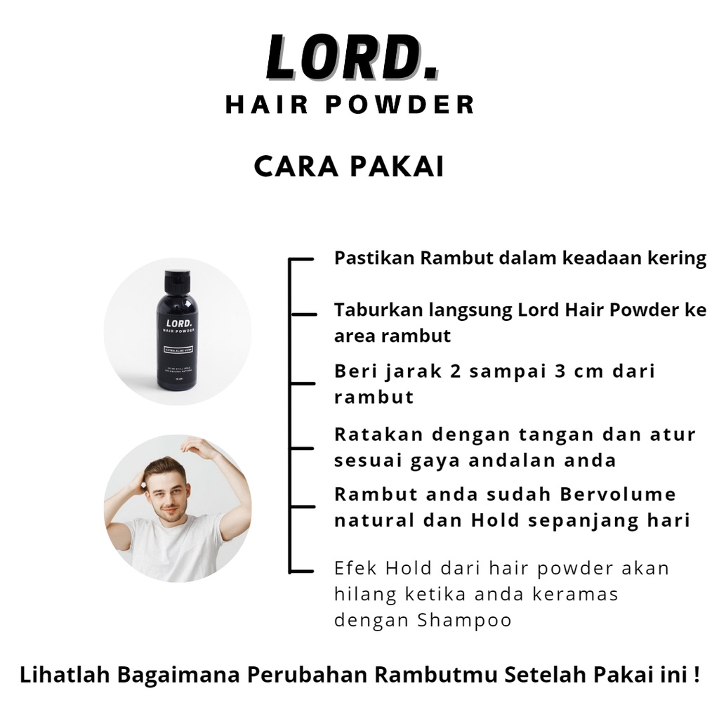 Lord Hair Powder Texturizing Paste Clay Paket Combo Perawatan Rambut Pria Hemat Free Sisir