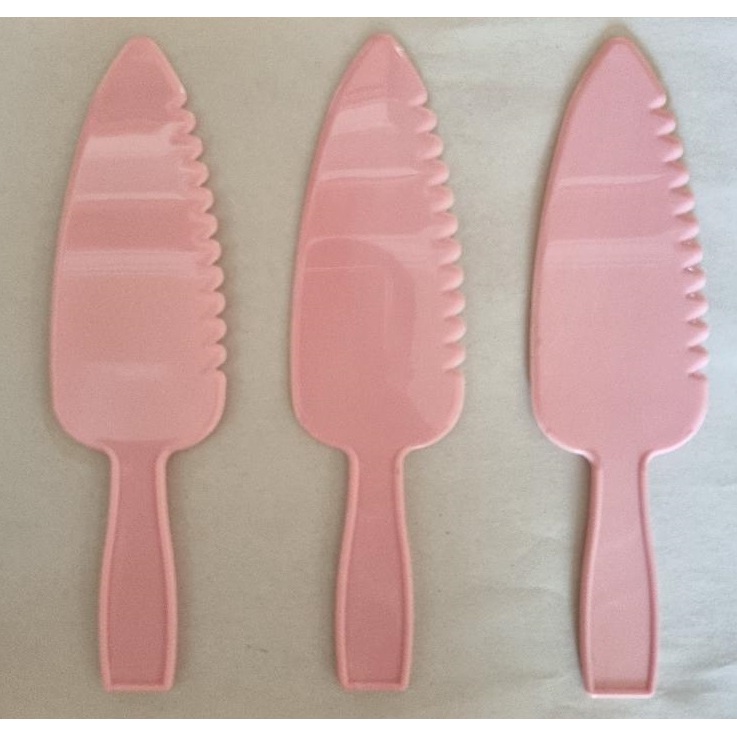 Pisau kue ulang tahun party bahan plastik pink murah bagus part 1