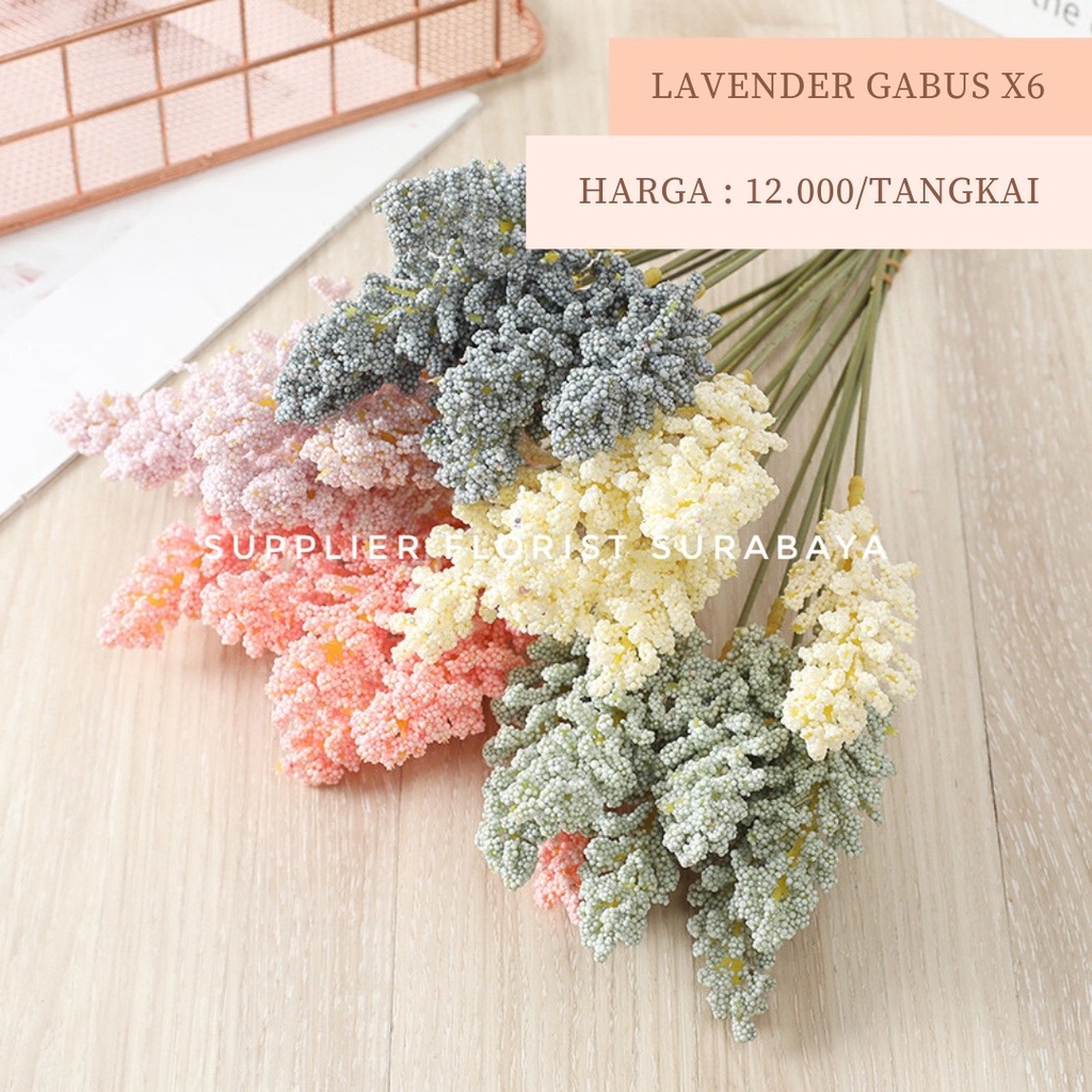 BUNGA LAVENDER GABUS 1 IKAT ISI 6 TANGKAI, TINGGI 30CM DAUN LAVENDER BUNGA PALSU BUNGA ARTIFICIAL BUNGA IMITASI SCRAPBOOK FLOWER DOME DIY ARTIFICIAL FLOWER FLORIST