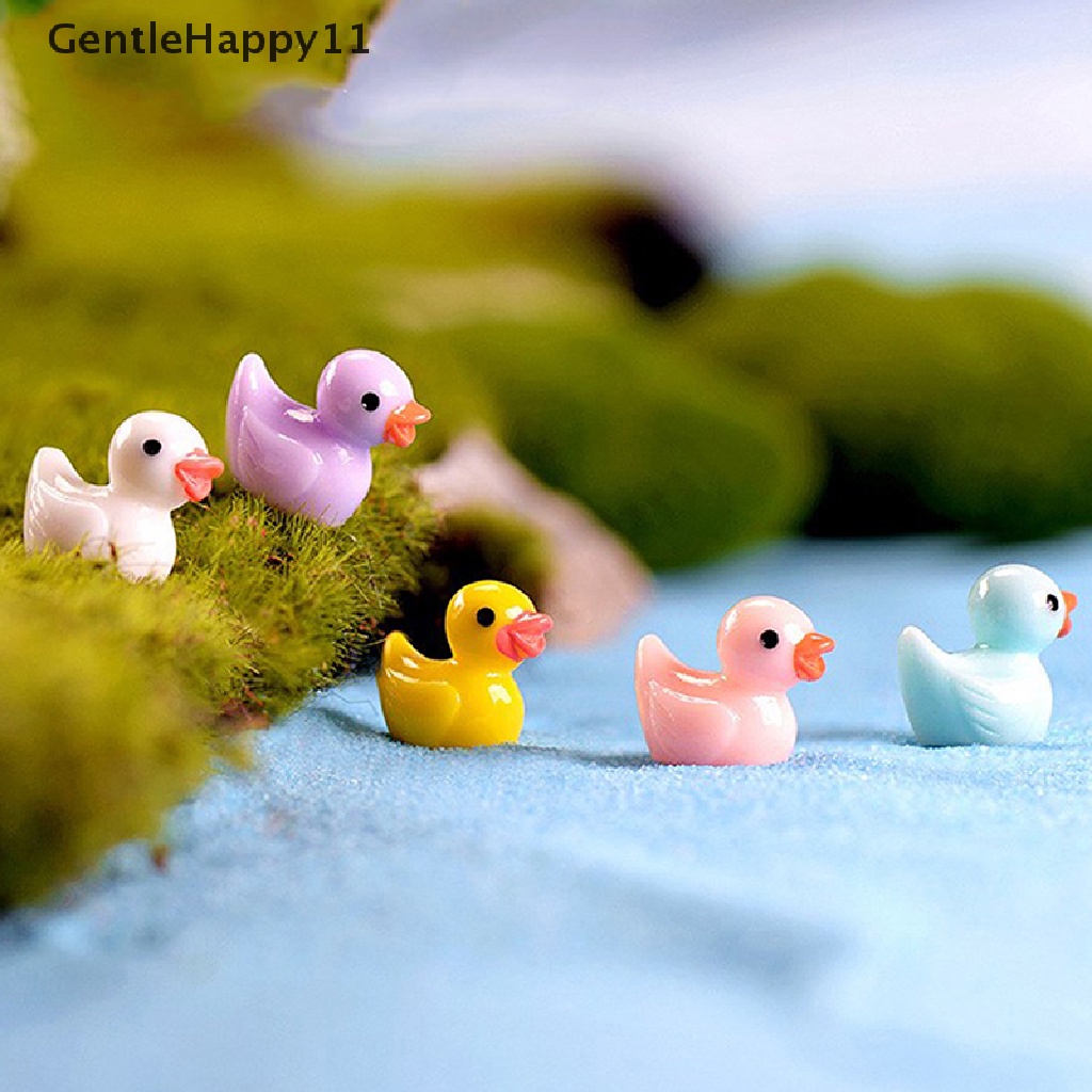 Gentlehappy 10pcs Flat Back Resin Ducks DIY Dekorasi Kerajinan Membuat Pemandangan Taman Peri id