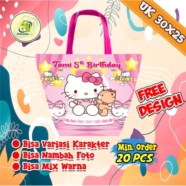 

GOODIE BAG ULTAH CUSTOM MURAH TRAPESIUM 30x25 (PxT)-75 GSM