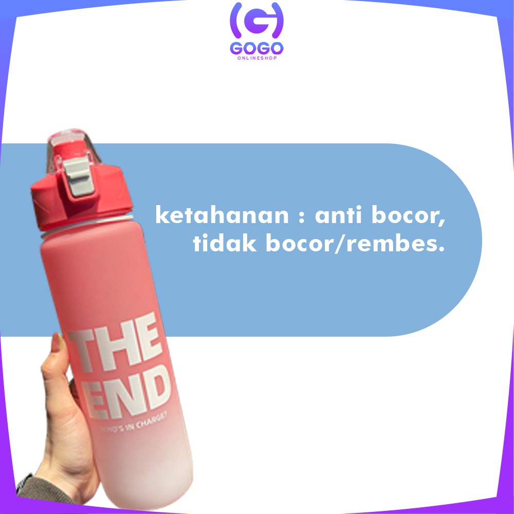 GOGO-C580 C588 Bottle Botol Minum Tumblr Air 1 Liter / Botol Motivasi dengan Tutup Flip / Botol MinumTumbler Olahraga Botol Air