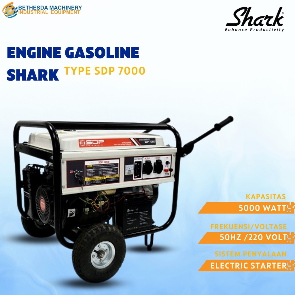 Mesin Generator gasoline Shark SDP7000 5 Kw - Genset portable 5000watt