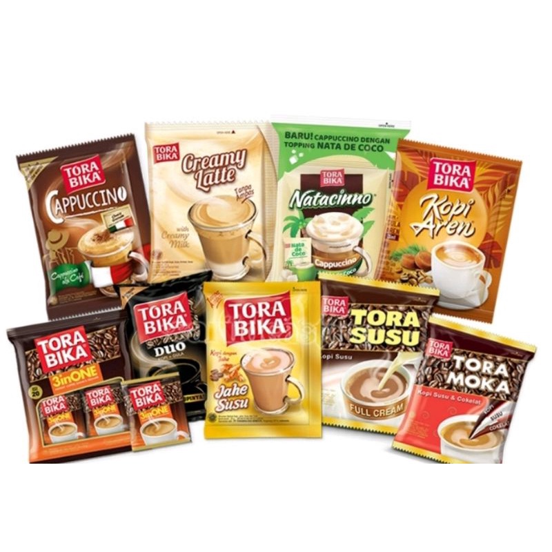 

Kopi Torabika Sachet:Tora Moka, Susu, Creamy Latte, Capuccino