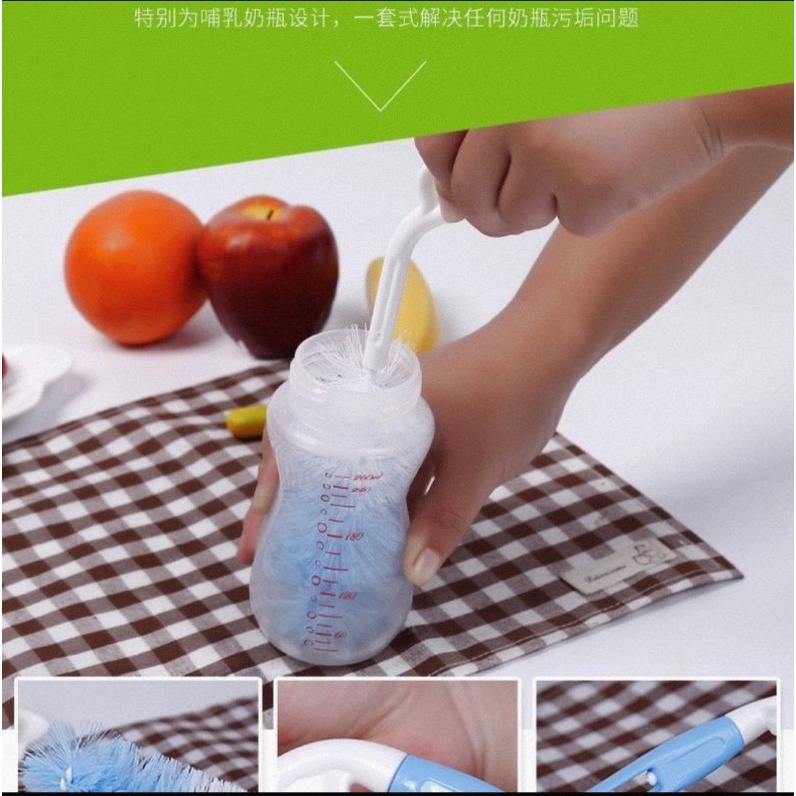Perlengkapan untuk membersihkan botol susu, botol minum biasa, gelas tinggi yang sulit dibersihkan, sedotan, dan lain-lain