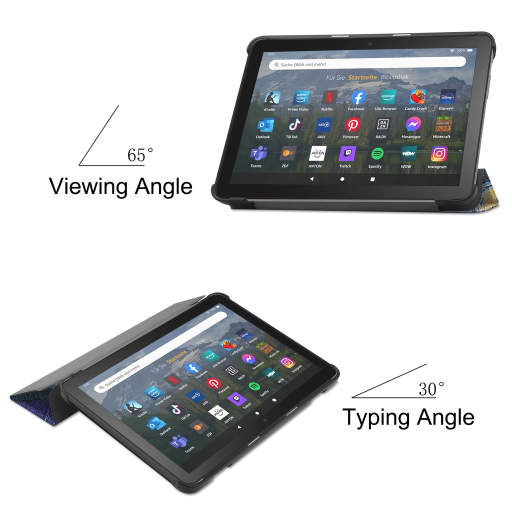Untuk Amazon Fire HD8 Plus (2022, 12th Gen) 8.0 &quot;HD8 2022 Kualitas Tinggi Tablet Pelindung Case Fashion Pola Dicat Tri-fold Flip Kulit Casing Stand Cover