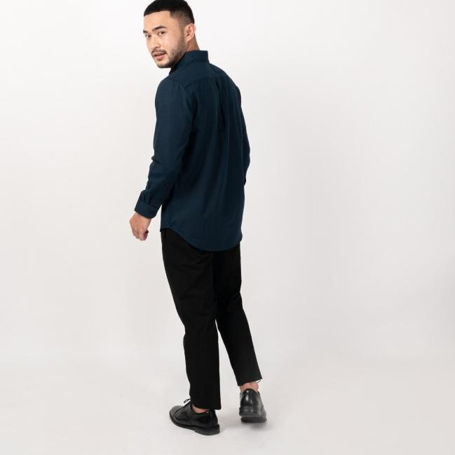 BROODIS Kemeja Polos Basic Slimfit Broodis Navy Long - L