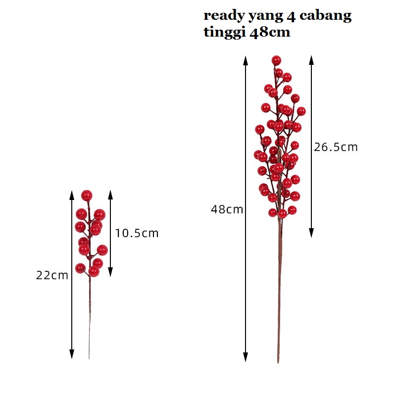 Red Bean / Golden Leaves Ginkgo Buah Holly Berry Merah Artificial