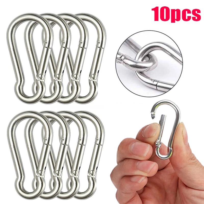 10 Pcs Klip Kait Carabiner Mini Multifungsi Bahan Alloy Tahan Lama Untuk Camping Climbing Hiking Outdoor