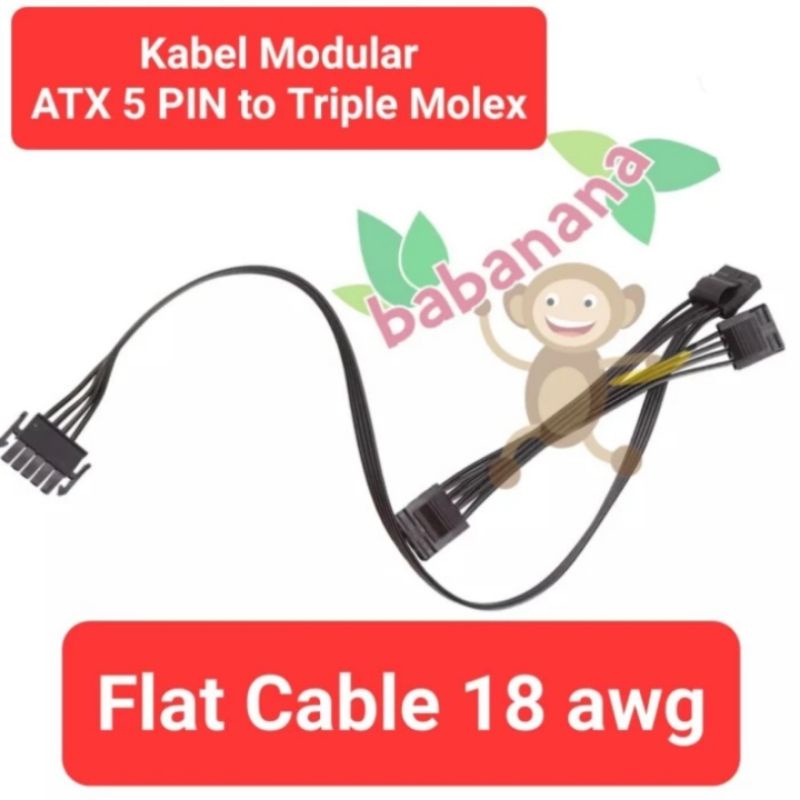 Kabel Modular 5 Pin to Triple Molex IDE 4 PIN 4PIN ENERMAX Fan PSU Connector Adapter Splitter