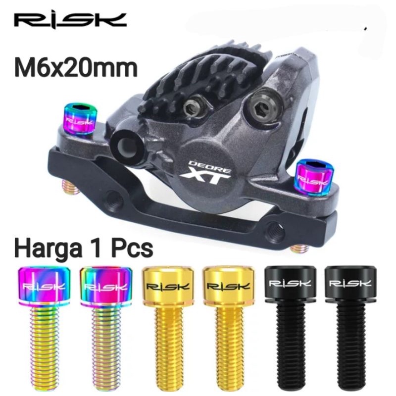 Risk Baut Titanium M6 Baut Caliper  Sepeda Baut Arm Crank Hollowtech 2 Baut kaliper rem Sepeda