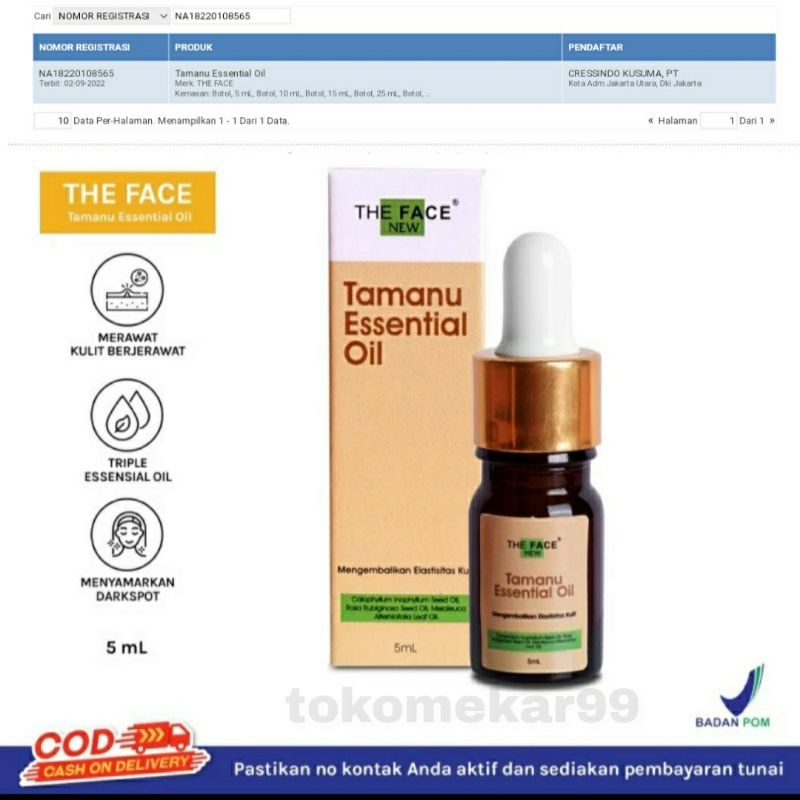 The Face Tamanu Essential Oil 5ml Original BPOM Resmi / Tamanu Oil The Face