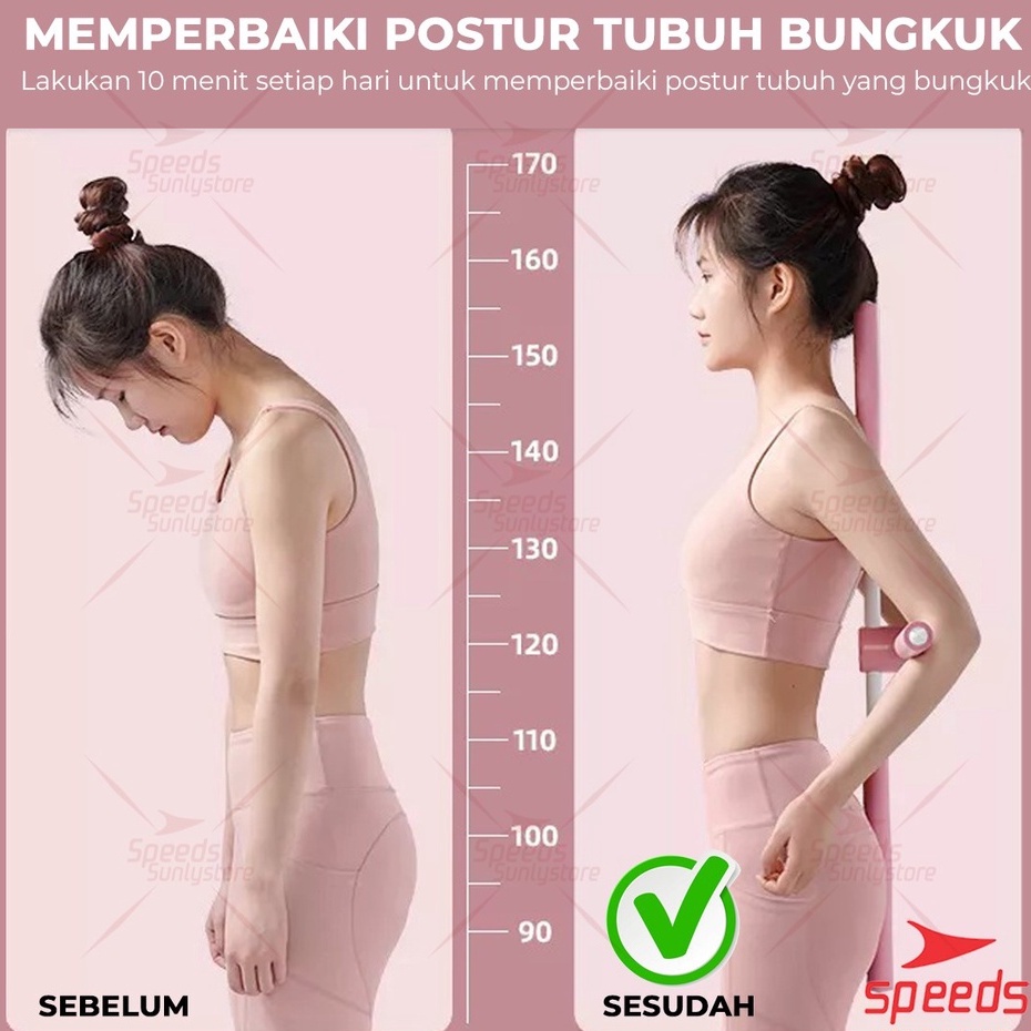 Serbagrosirmurah Yoga Stick Alat Olahraga Body Pilates Tongkat Latihan Penahan Punggung