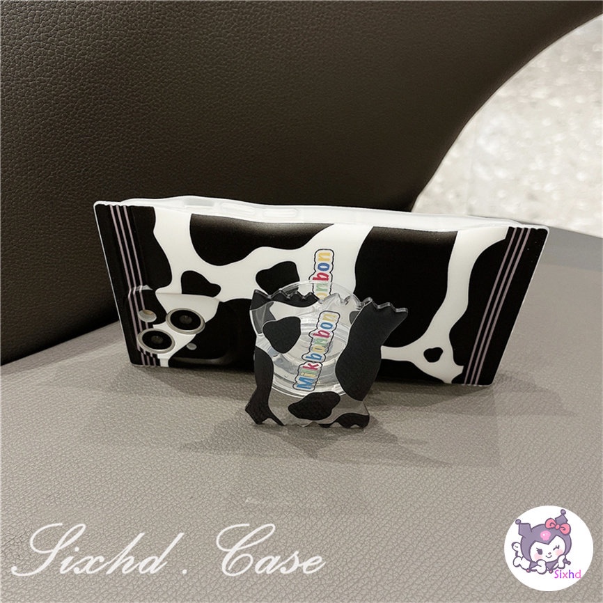 Redmi 12C 10C 10A 10 Redmi Note 12 11 11s 10s 10 9 8Pro Redmi 9T 9C 9A 9 Xiaomi 12 Lite 11Lite 12T 11T 10T Poco M3 X4Pro Snack Bag Case Cute Black White Cow Pattern Phone Case Soft Cover