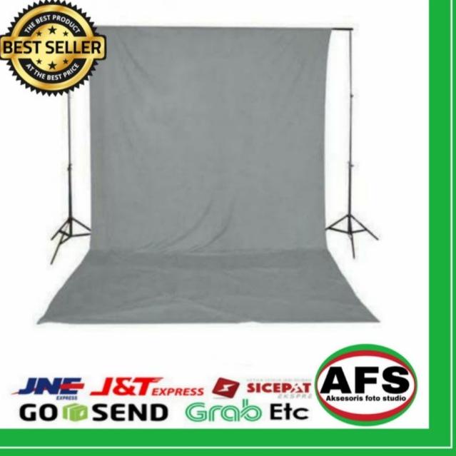Background foto hitam polos 2,7 x 3 m foto studio - Abu-abu