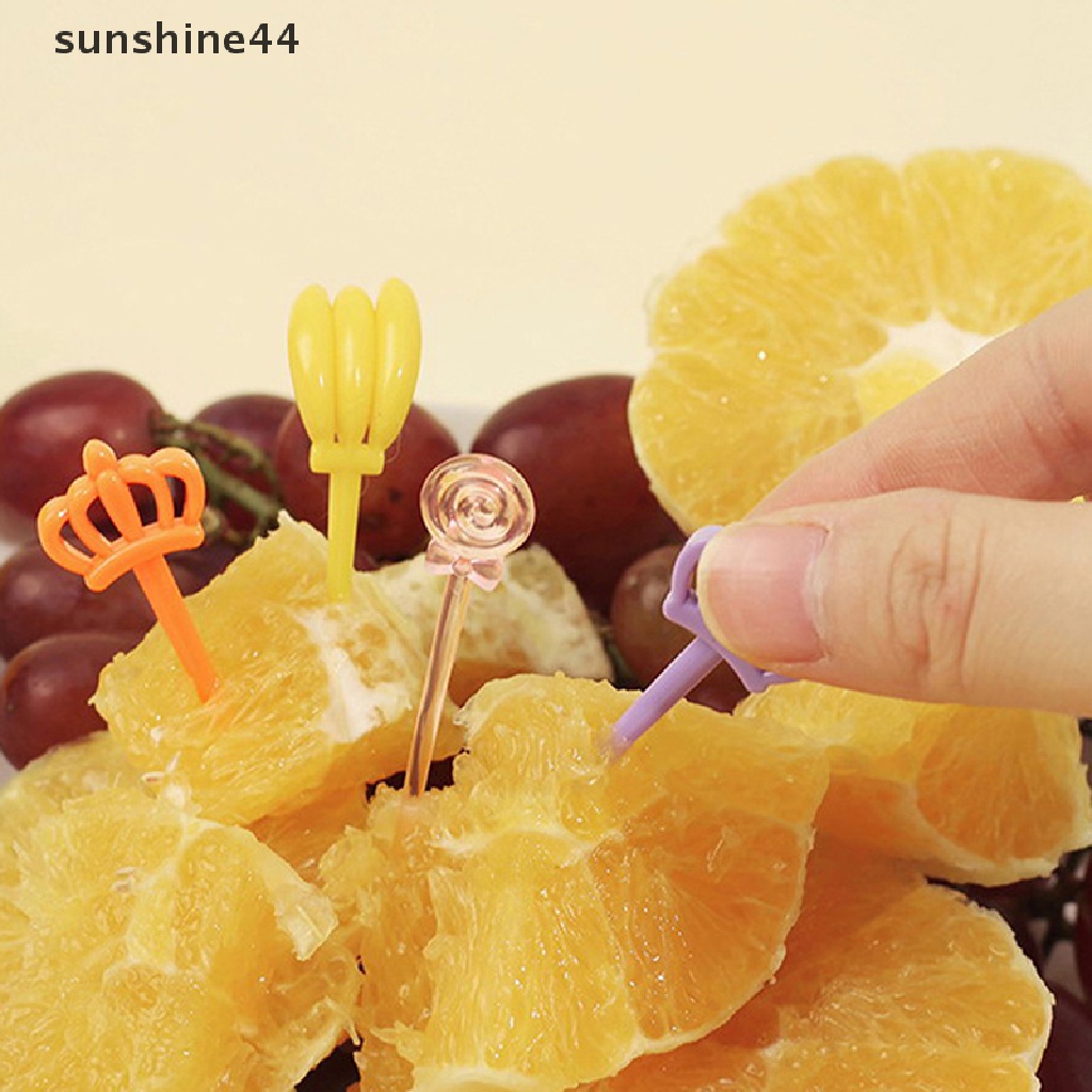 Sunshine 12 / 20Pcs Garpu Buah / Kue / Bento Mini Bahan Plastik Food Grade Untuk Dekorasi Pesta