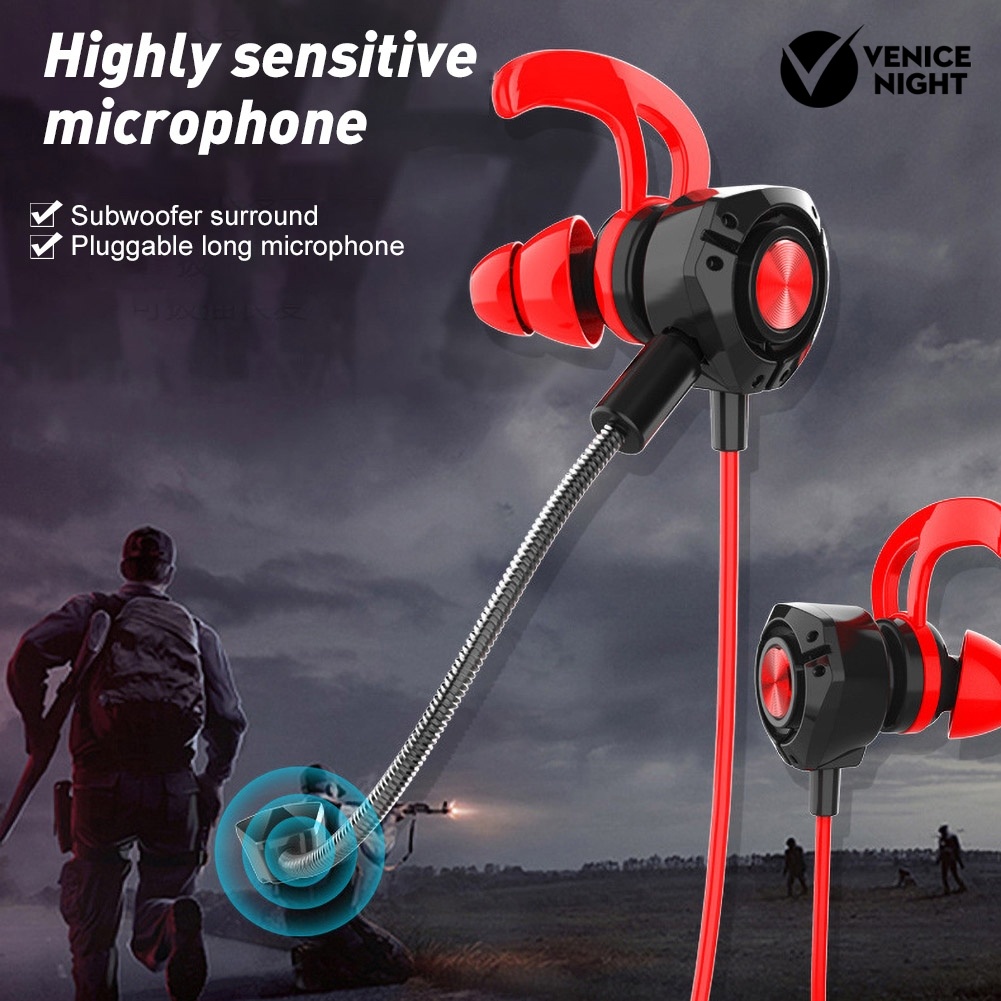 (VNEP) (Berkabel) G22 3.5mm Plug In-ear Gaming Earphone Headphone Dinamis dengan Mikrofon