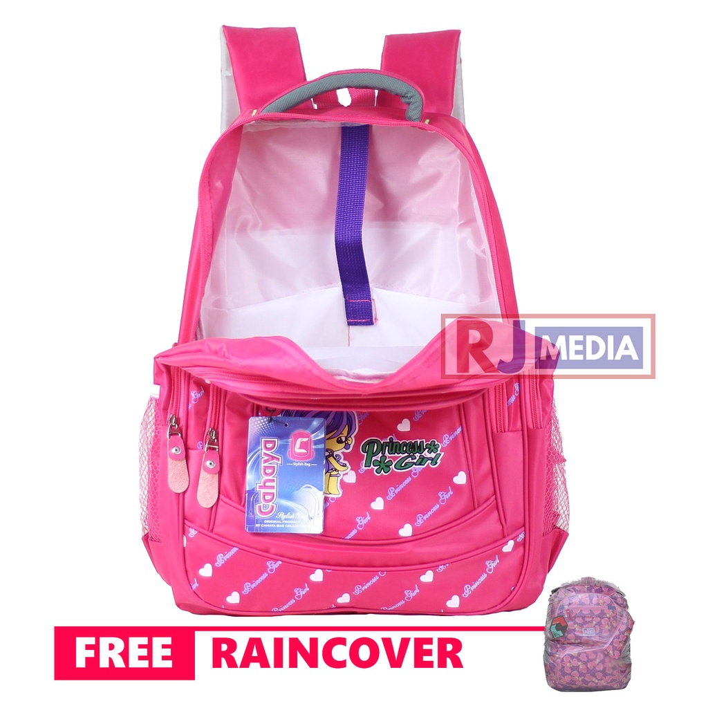 Tas Anak Perempuan Princess Ransel Cewek Premium Cahaya Princess Warna Pink Backpack Sekolah Anak Perempuan SD SMP Free Raincover Tas Piknik Jalan Traveling Girls Premium Backpack Bahan Tebal Jahitan Kuat Kapasitas Besar
