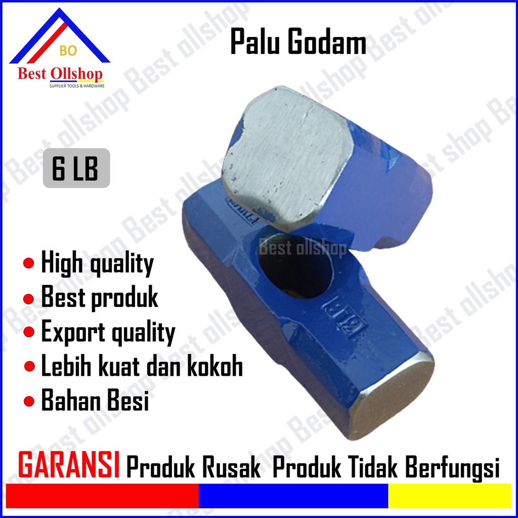 Palu Besi Kepala Batu Bogem Godam Bodem Tanpa Gagang Kayu Fiber 6 Lb Murah Besar