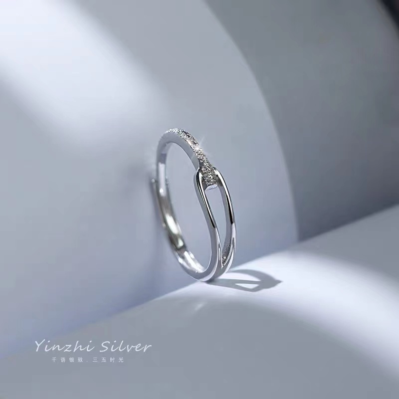 Cincin Model Terbuka Adjustable Bahan S925 Silver Untuk Wanita
