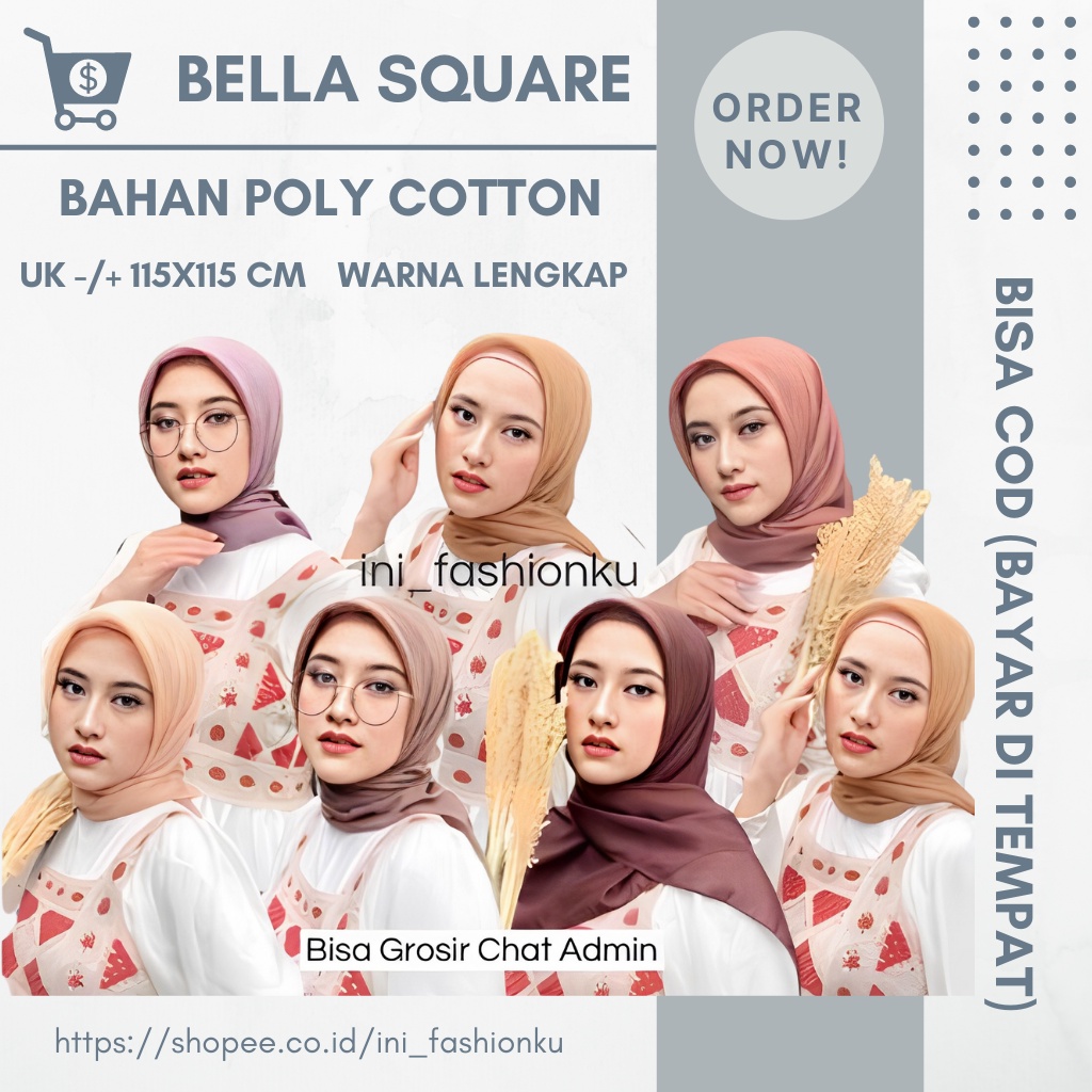 BELLA SQUARE HIJAB SEGIEMPAT SQUARE HARGA TERMURAH BELLA SQUARE BAHAN POLYCOTTON BISA COD