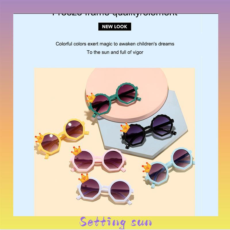 COD✨Kacamata Hitam Anak Kartun Bulat Crown Fashion Kacamata Untuk Anak-Anak TN