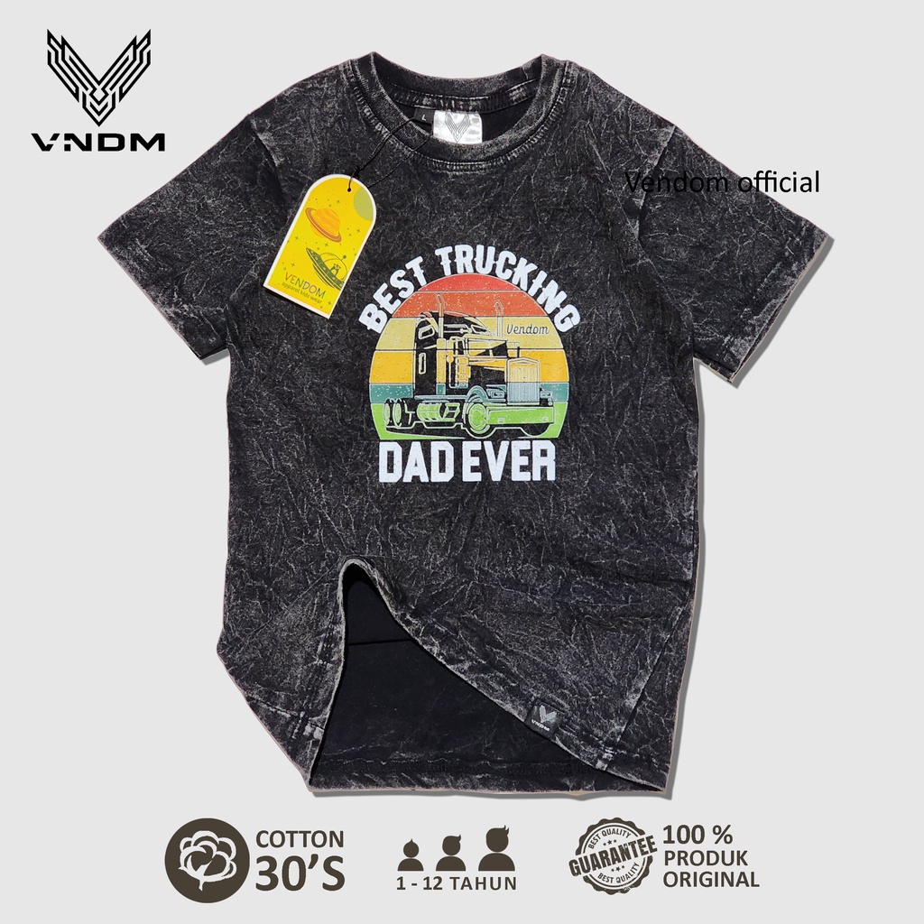 Vendom Kids Baju Kaos Anak Washet Laki Laki / Perempuan Unisex Umur 1-12 Tahun Bahan Cotton 30S