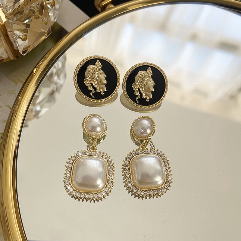 Anting Stud Hias Mutiara Gaya Vintage Korea Untuk Wanita