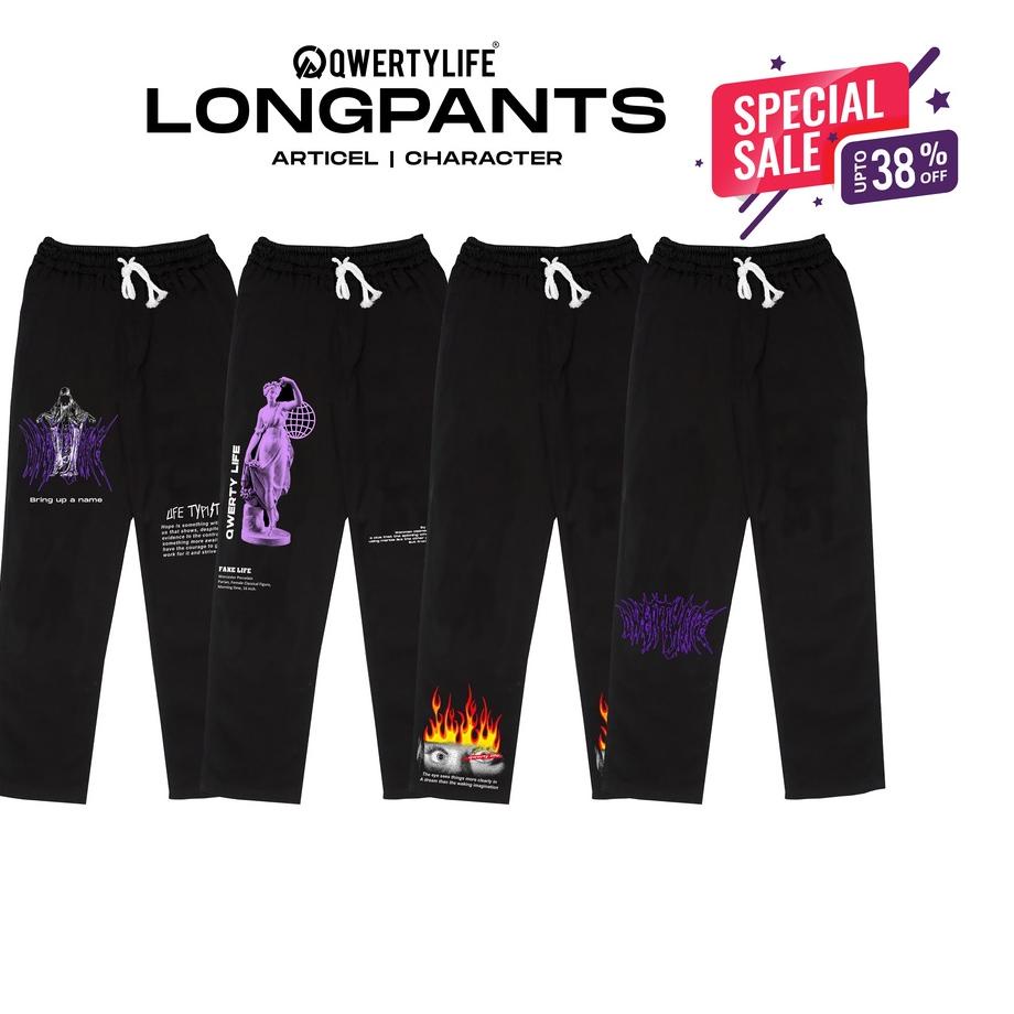 Viral Qwerty Life - Long Pants Articel Character | Jogger Hitam