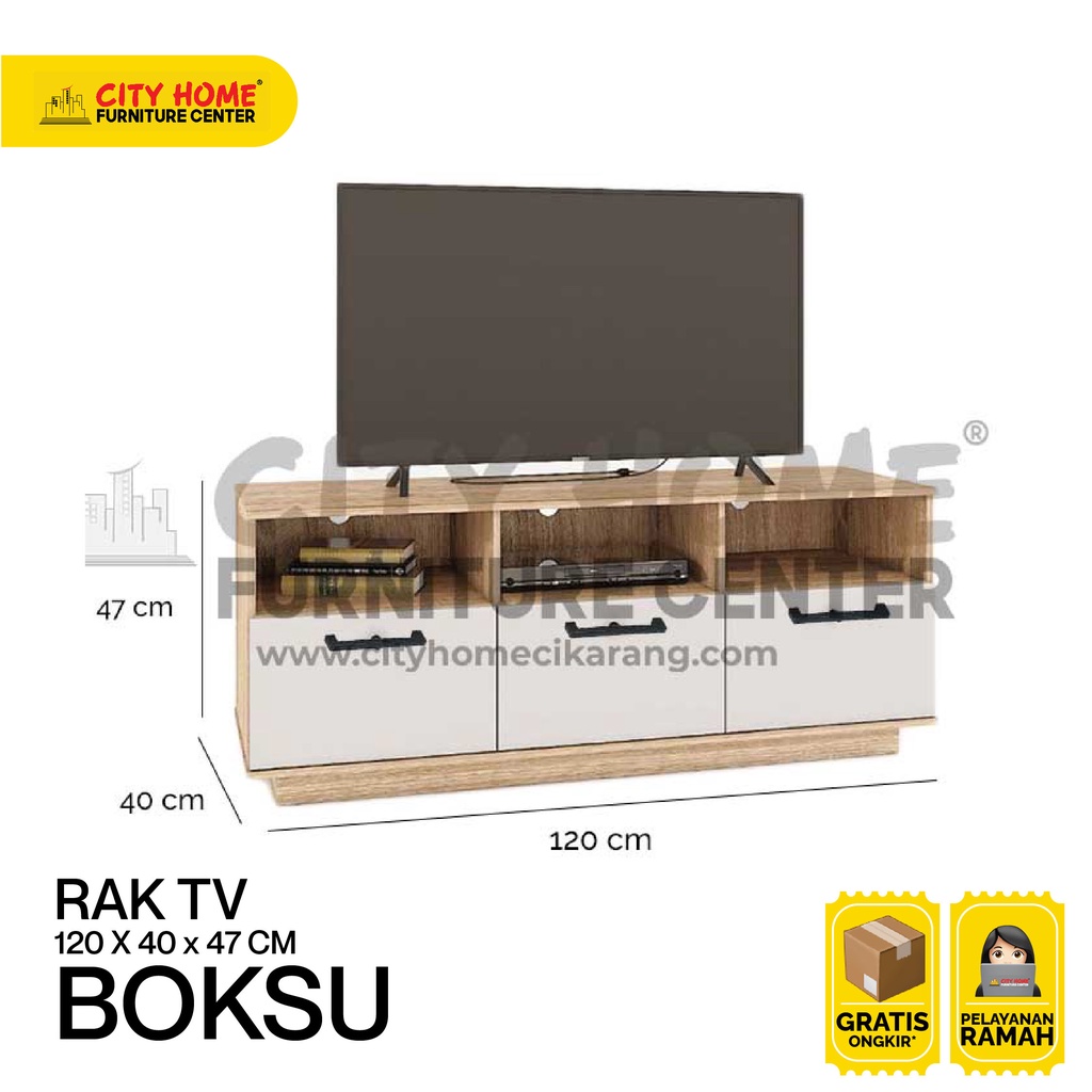 Rak TV BOKSU 120 cm Wall Unit TV Unit Scandinavian | City Home Cikarang
