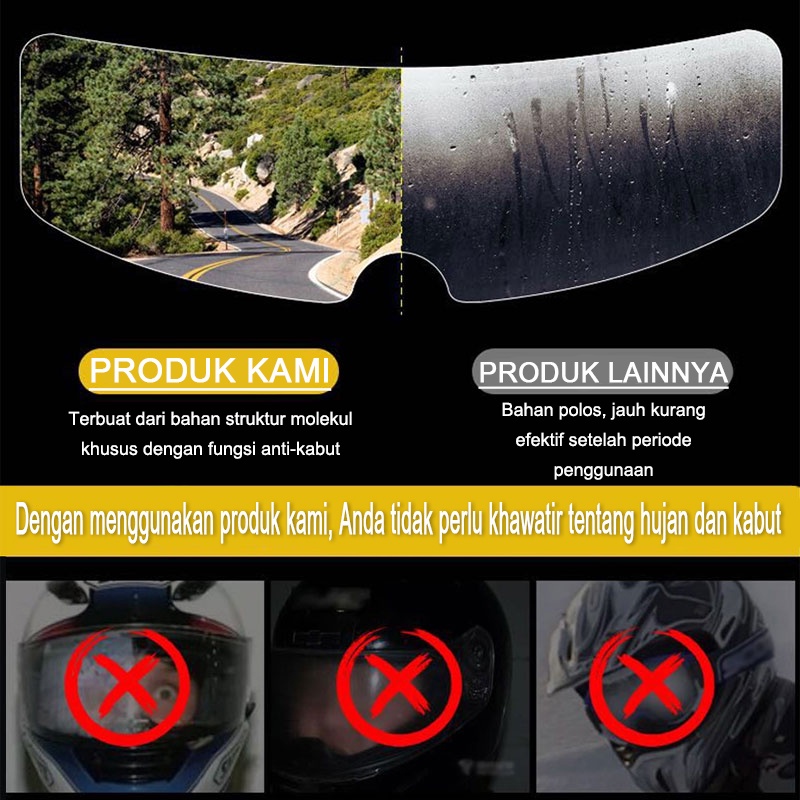 SEAMETAL Stiker Kaca Helm Anti Embun Anti Air Hujan Film Lensa Stiker Pelindung Anti Kabut Helmet Fog Rainproof Kaca Film Helm