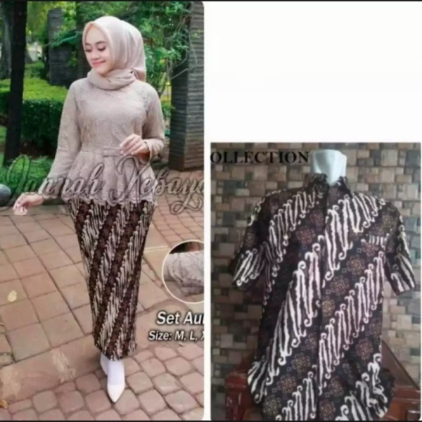 Jual setelan kebaya brokat couple~kebaya tunangan mewah~kebaya wisuda - mocca M Murah