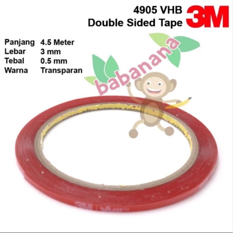 Double Tape 3M 4905 VHB Transparan double sided 4.5M x 3mm x 0.5mm