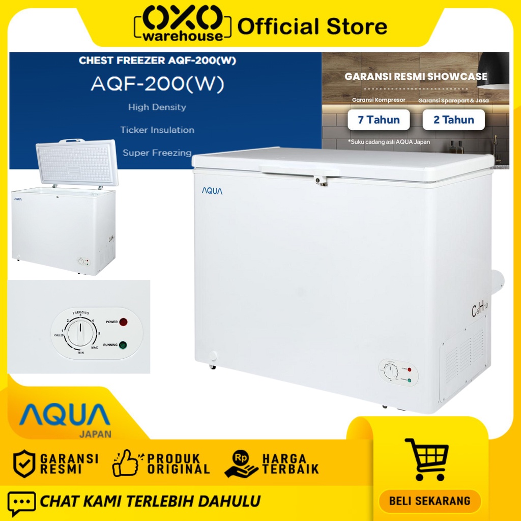 AQUA Freezer AQF 200 W 197 Liter Low Watt Garansi Resmi