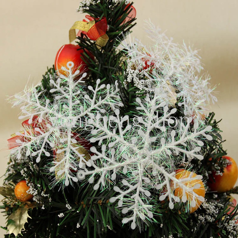 30pcs / set Ornamen Gantung Bentuk Snowflake Untuk Dekorasi Pohon Natal