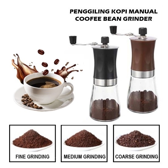 Penggiling Biji Kopi Manual ( Kaca ) / Manual Hand Grinder Coffee