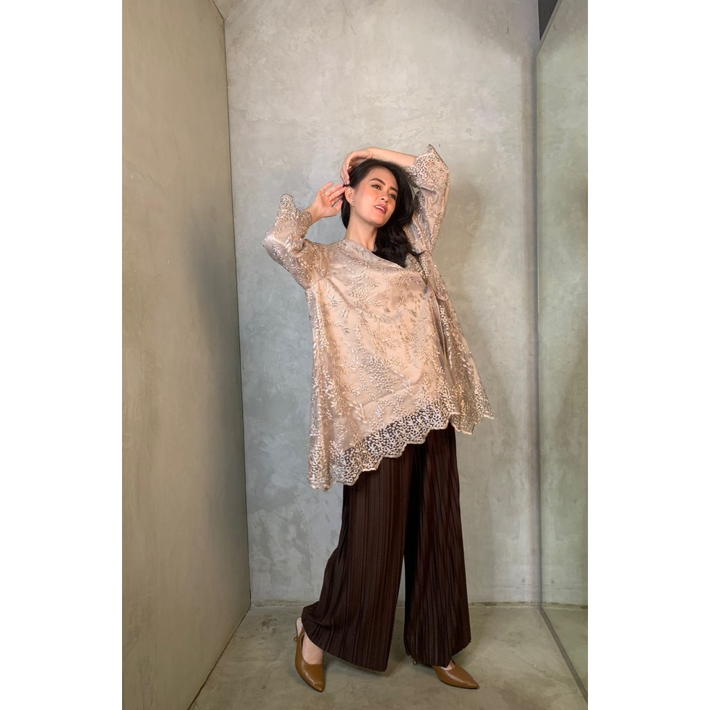 ICONS GLITTERY EMB MESH KIMONO BLOUSE WANITA KOREA CANTIK ELEGAN MODERN BLIC4854/1122