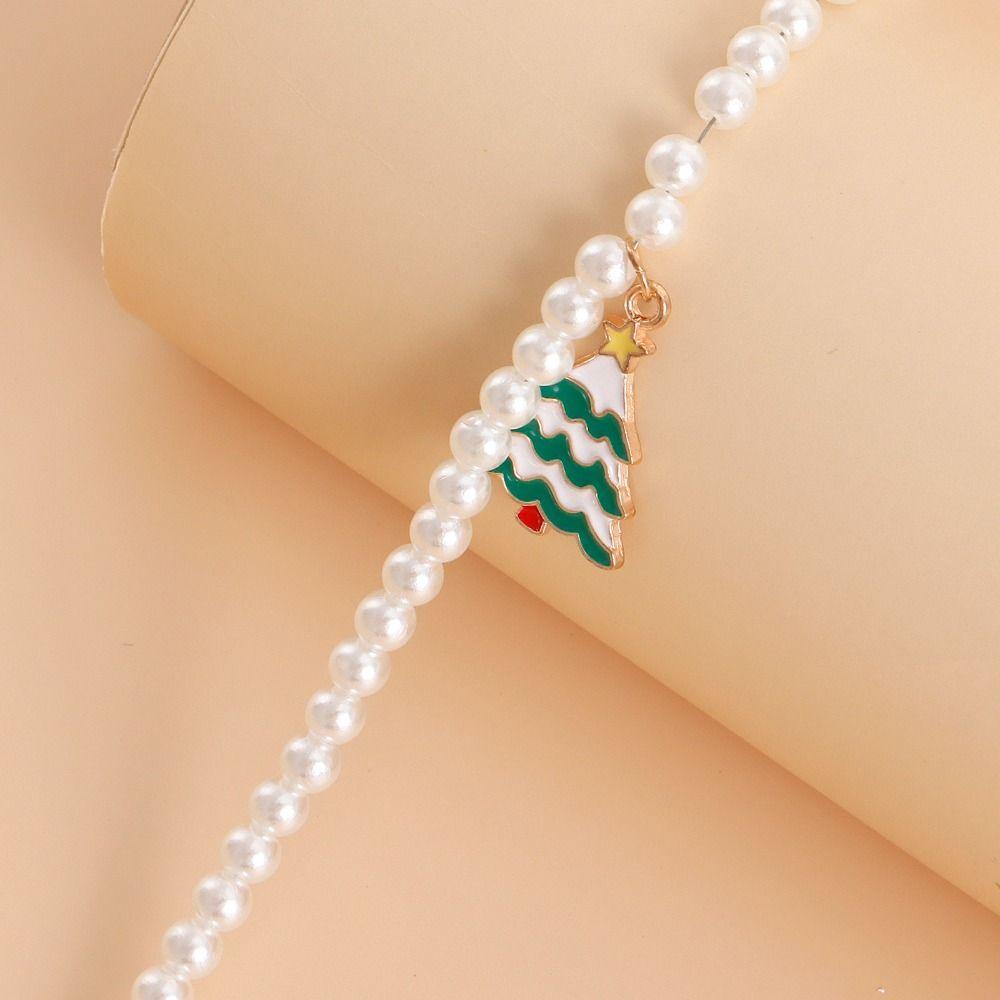 Mxbeauty Kalung Natal Hadiah Fashion Mutiara Imitasi Manis Pohon Natal Christmas Masa Kini Bell Alloy Wanita Perhiasan Aksesoris