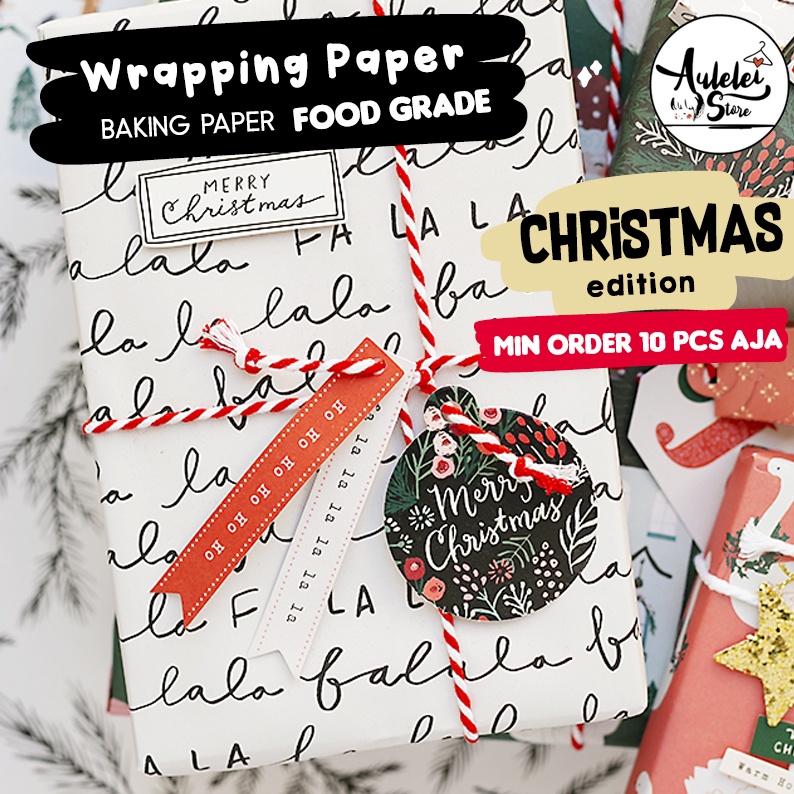 

CHRISTMAS EDITION - NATAL Wrapping Paper CUSTOM Paket Olshop/ Kertas Roti/Kertas Pembungkus /Paper Wrap/Baking Paper parchment