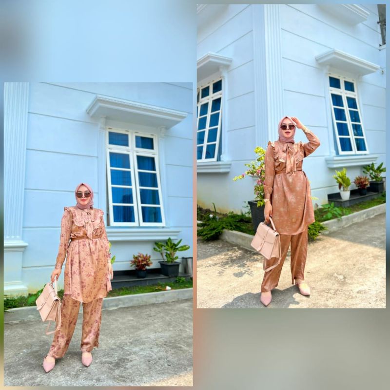 stelan celana motif batik bahan silk