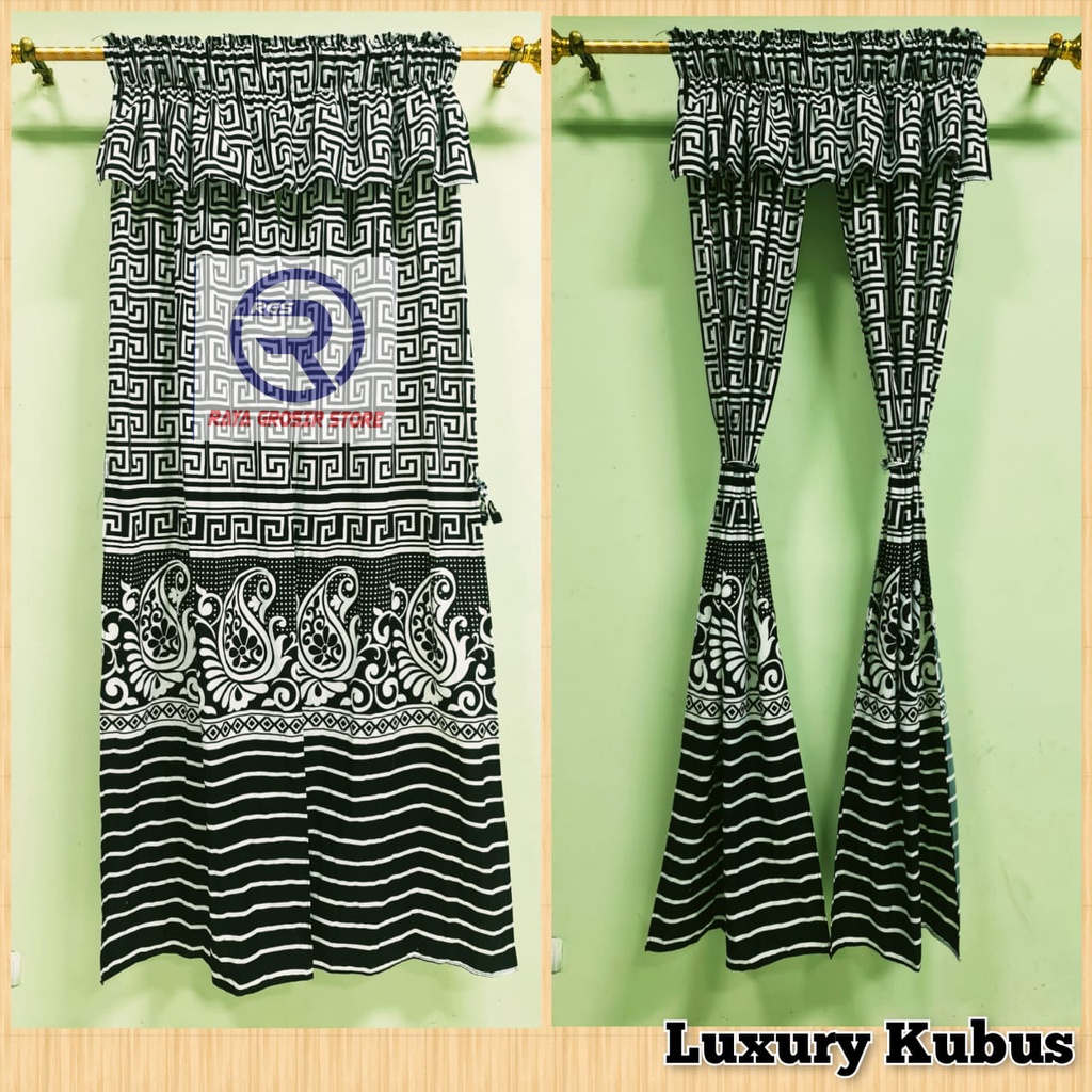 Gorden serut belah tengah motif kubus 120x200 cm real pick / korden pintu