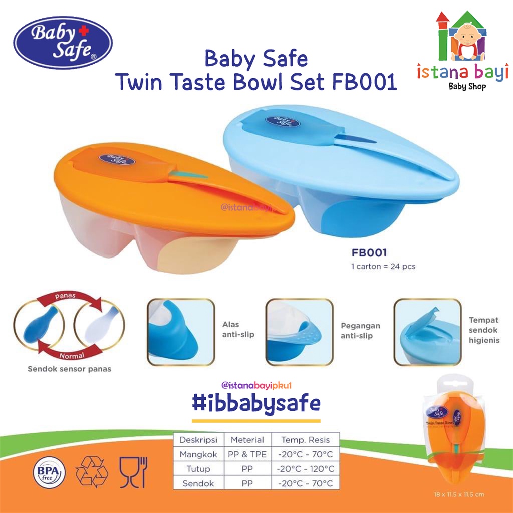 Baby Safe FB001 Twin Taste Bowl - Wadah Makan Anak Bayi/Peralatan makan anak