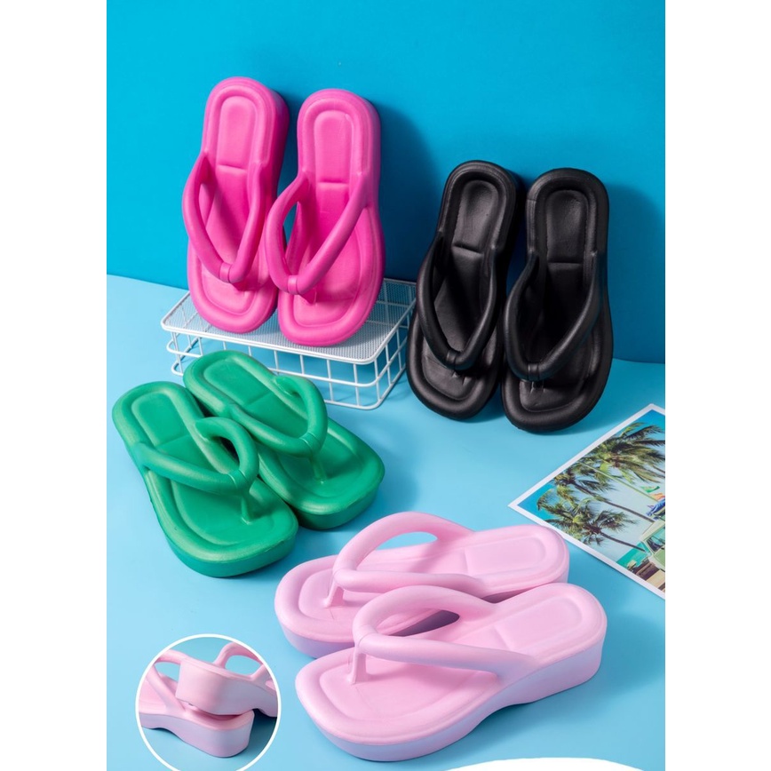 Sandal Jepit Jelly Wedges MELISSA wanita IMPORT EVA/RINGAN / Sandal Jepit WEDGES EVA Jelly Import / EVA Sandal Jepit Platform Wanita Import Bangkok Bahan Spons Eva Ringan Empuk Bahan Elastis Lentur Tinggi 5 Cm Rubber Super Soft Anti Slip BALANCE 821